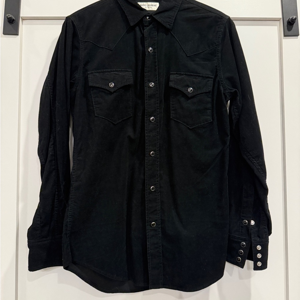 Saint Laurent Black Classic Western Corduroy Shirt